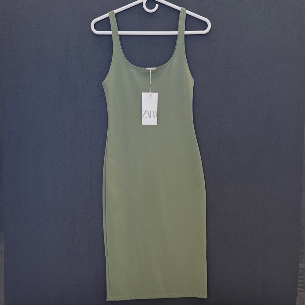 NWT Zara Sage Green Midi Dress size Medium